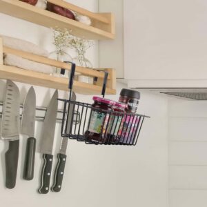 Homynest Set of4 Metal Wire Multipurpose Over Door Basket Hanging Cabinet Storage Organizer Bin for Kitchen Pantry Bathroom Black Space Saving Durable Heavy Duty Compact and Durable