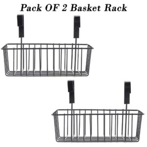 Homynest Set of 2 Metal Wire Multipurpose Over Door Basket Hanging Cabinet Storage Organizer Bin for Kitchen Pantry Bathroom Black Space Saving Durable Heavy Duty Compact and Durable