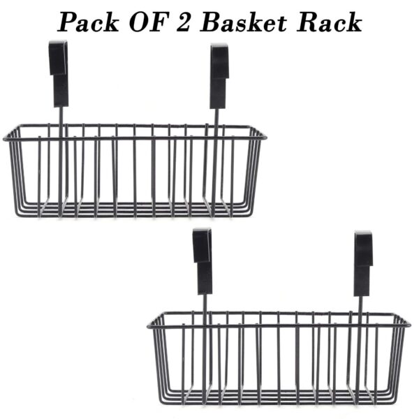Homynest Set of 2 Metal Wire Multipurpose Over Door Basket Hanging Cabinet Storage Organizer Bin for Kitchen Pantry Bathroom Black Space Saving Durable Heavy Duty Compact and Durable