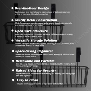Homynest Set of 3 Metal Wire Multipurpose Over Door Basket Hanging Cabinet Storage Organizer Bin for Kitchen Pantry Bathroom Black Space Saving Durable Heavy Duty Compact and Durable