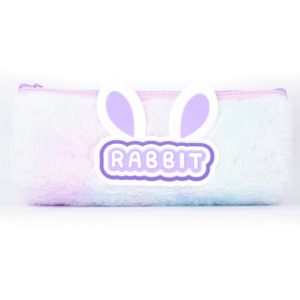 Homynest Fur Pencil Pouch with Zipper Rabbit Ears | Cute Fur Box For Kids Girls Student | Store Pen Pencil Eraser | Soft Cute Relaxed Fit Travel Pouch (Multicolor)