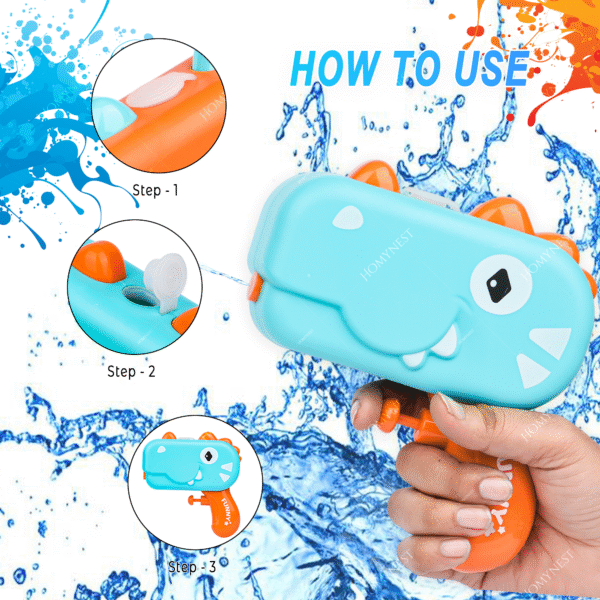 Homynest Holi 1 Blaster Toys Pichkari Funny Cartoon Of Crocodile Shooting 100 Water Balloons 1 PKT Gulal Color Multicolors Holi Pressure Outdoor Blaster Water Gun Toys Pressure Water Gun Toy
