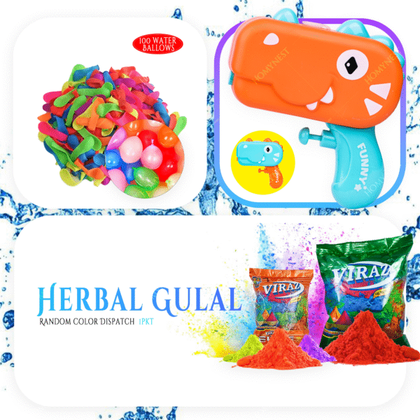 Homynest Holi 1 Blaster Toys Pichkari Funny Cartoon Of Crocodile Shooting 100 Water Balloons 1 PKT Gulal Color Multicolors Holi Pressure Outdoor Blaster Water Gun Toys Pressure Water Gun Toy