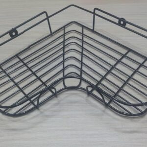 Homynest Pack of 2 Bathroom Corner Shelf Rack – Wall Mounted Black Metal Storage Organizer for Bathroom & Kitchen, Multipurpose Corner Rack Shelf for Bathroom Accessories, Shower Caddy