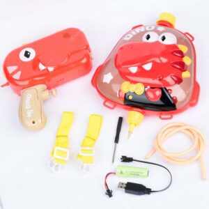 Homynest Funny Outdoor Dragon 1Pcs Electric Holi Game Gun Toys Cartoon Dragon 1Pcs Cute Backpack Water Tank | 100 Water Balloons 1 Pack Gulal Color (Red