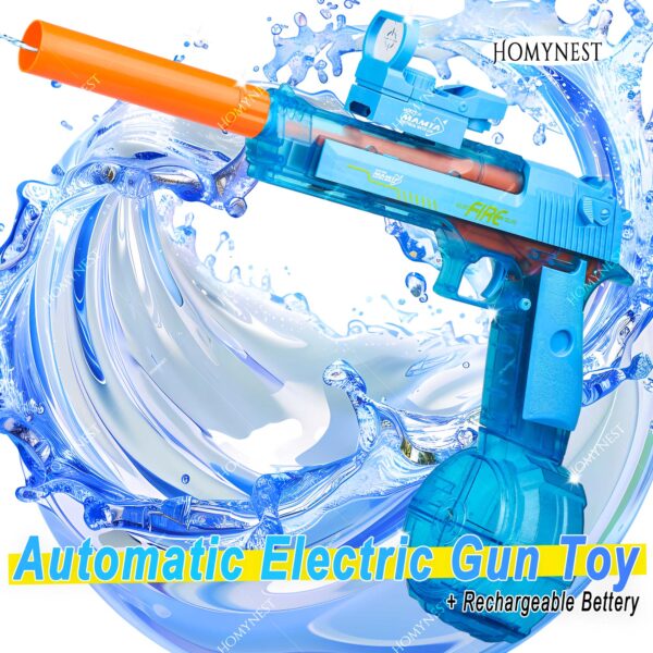 Homynest Holi 1 Pcs Electric Water Guns Transparent Pichkari (Blue
