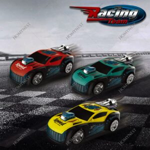 Homynest 1 Pcs Automatic Sport Sound Car Toy, Yellow Racing Car with Cool Lights and Music, Battery Operated, Ages 3+ Including 3 Battery