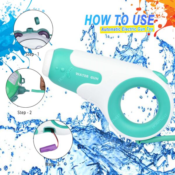 Homynest Holi Combo Funny 1Pcs Electric Automatic Water Gun Toy with 1Pcs Water Cute Panda Backpack (Rechargeable Battery) - Green Compact Size for Kids
