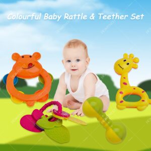 Homynest Baby Rattle Set, Animal Shaped Teething Toys, Colourful Infant Grasping Toys