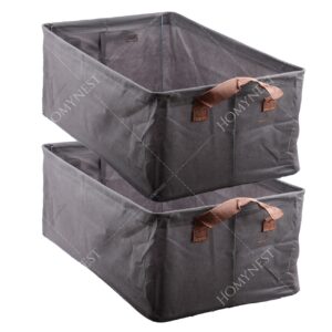 Homynest 2-Pack Big Foldable Clothing Storage Box, Dark Gray, 47x30x19cm