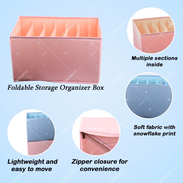 Homynest Big 7 Grid Cloth Storage bag Foldable Storage Box Drawer Bin Baby Cloth Panties Belts Socks Ties Scarf Hair Accessories Multicolor