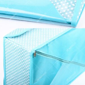 Homynest 2-Pack Foldable 24 Grid Clothing Storage Box Transparent Cover White Dot Design Blue & Purple Non-woven Space Saver Dawer Bin Cloth Penties Belts Socks Ties Light Scarf Underwear