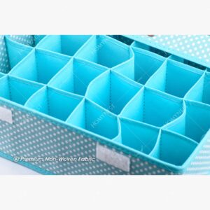 Homynest 2-Pack Foldable 24 Grid Clothing Storage Box Transparent Cover White Dot Design Blue & Purple Non-woven Space Saver Dawer Bin Cloth Penties Belts Socks Ties Light Scarf Underwear