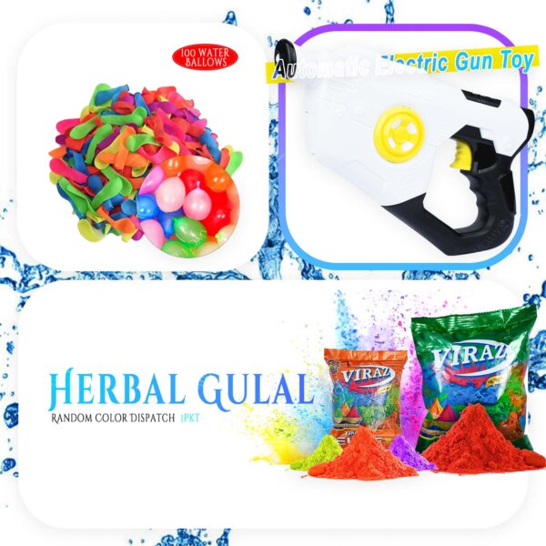 Homynest Black & White Classic Theme 1 Pcs Super Electric Holi Water Gun Toy Pichkari-Rechargeable Battery