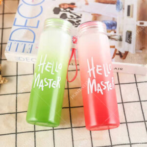 Homynest 1 Pcs Hello Master Water Bottle 480 ML – Multicolor Glass Bottle