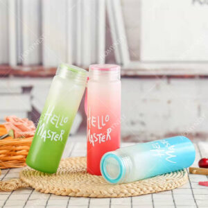 Homynest 3 Pcs Hello Master Water Bottle 480 ML – Multicolor Glass Bottle