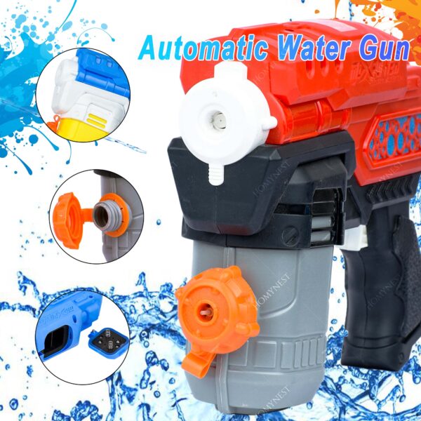 Homynest Toys Electric 1 Pcs Blue Water Gun Water Blaster Pichkari Dual Style Water Nozzle High-Pressure Water Shooting Gun with Lightning 100 Water Balloons 1 Pack Gulal Color for Kids Adults