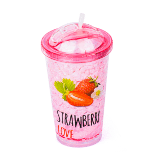 Homynest 1 Pcs Acrylic Frosty Ice Cup 600ml Freezing Gel Tumbler Jar | Cute Shipper Glass Travel Sipper with Straw and Lid for Beer, Juice, Soft Drinks, Office, Water, Home Multicolor Reusable Ice Cup