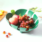 Homynest Pack of 1 Leaf Shape Baskets for Fruit Storage, Home-Kitchen-Dining Table, Vegetable Strainer, Multipurpose Bowl Tray - Green