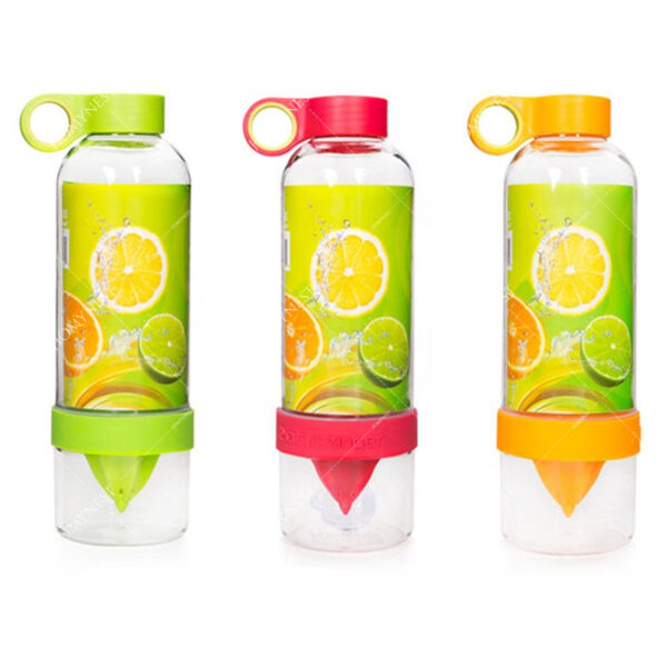 Homynest 2 Pack Green Travel Water Bottle (450ml) - Built-In Citrus Juicer & Fruit Infuser - Leakproof Zinger for Active Lifestyles - 22.5cm