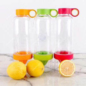 Homynest 2 Pack Green Travel Water Bottle (450ml) - Built-In Citrus Juicer & Fruit Infuser - Leakproof Zinger for Active Lifestyles - 22.5cm