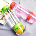 Homynest 2 Pack Green Travel Water Bottle (450ml) - Built-In Citrus Juicer & Fruit Infuser - Leakproof Zinger for Active Lifestyles - 22.5cm