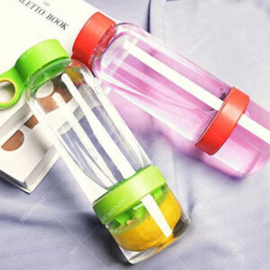 Homynest 2 Pack Green Travel Water Bottle (450ml) - Built-In Citrus Juicer & Fruit Infuser - Leakproof Zinger for Active Lifestyles - 22.5cm