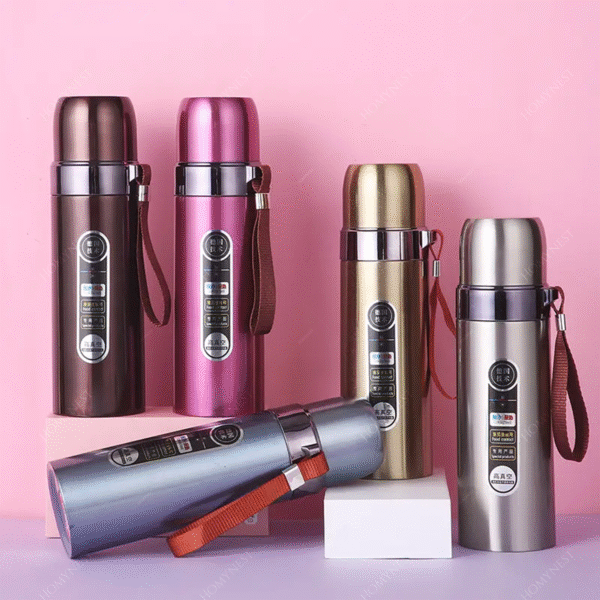 Homynest 500ml Stainless Steel Vacuum Flask Water Bottle Vacuum Insulated Thermos for Tea Coffee Airtight Cap with Cup for Hot and Cold Outdoor Office Camping Travel Mug Multicolor
