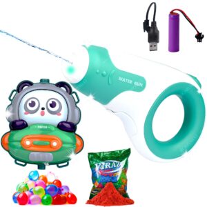 Homynest Holi Combo Funny 1Pcs Electric Automatic Water Gun Toy with 1Pcs Water Cute Panda Backpack (Rechargeable Battery) - Green Compact Size for Kids