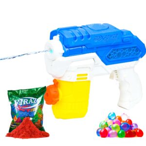 Homynest Toys Electric 1 Pcs Blue Water Gun Water Blaster Pichkari Dual Style Water Nozzle High-Pressure Water Shooting Gun with Lightning 100 Water Balloons 1 Pack Gulal Color for Kids Adults