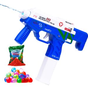 Homynest Holi Super Squirt Gun Toys Pichkari Water 1Pcs Summer Shooter Blue Automatic Squirt Guns Toys 100 Water Balloons 1 Pack Gulal Color Game Electric One-Button Automatic Launcher Water Gun Toy