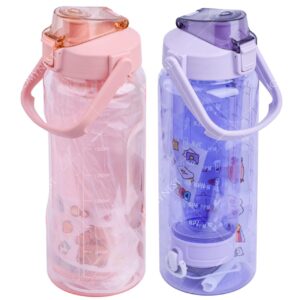 Homynest Combo of 2 Silicone Water Bottle 6 Motivational Water Bottle (2L
