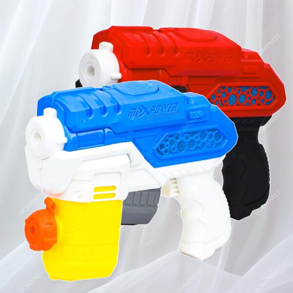 Homynest Toys Electric 1 Pcs Blue Water Gun Water Blaster Pichkari Dual Style Water Nozzle High-Pressure Water Shooting Gun with Lightning 100 Water Balloons 1 Pack Gulal Color for Kids Adults