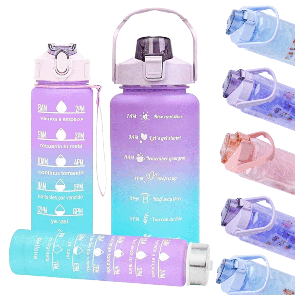 Homynest Silicone Water Bottle 3 in 1 Set – Pack of 3 in Multiple Shades and Sizes for Fitness
