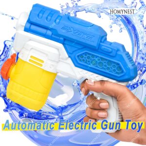 Homynest Toys Electric 1 Pcs Blue Water Gun Water Blaster Pichkari Dual Style Water Nozzle High-Pressure Water Shooting Gun with Lightning 100 Water Balloons 1 Pack Gulal Color for Kids Adults