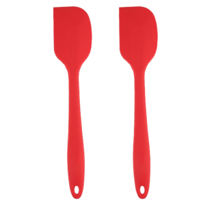 Homynest Non-Stick Premium Silicone Spatula Set of 2, Large Spoon, Heat Resistant, Cooking, Baking and Mixing, for Non-Stick Cookware, Seamless Design for Food-Grade, BPA Free, Red.