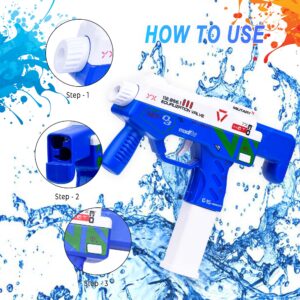 Homynest Holi Super Squirt Gun Toys Pichkari Water 1Pcs Summer Shooter Blue Automatic Squirt Guns Toys 100 Water Balloons 1 Pack Gulal Color Game Electric One-Button Automatic Launcher Water Gun Toy