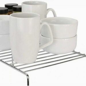 Homynest Pack Of 4 Stainless Steel Under Cabinet Kitchen Dish Rack Expandable Storage Floating Shelves For Kitchen Multipurpose Organizer Extend Up To 580 Mm With Anti-Rust Nano Coating White Shelves