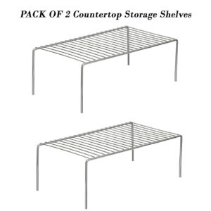 Homynest Pack Of 2 Stainless Steel Under Cabinet Kitchen Dish Rack Expandable Storage Floating Shelves For Kitchen Multipurpose Organizer Extend Up To 580 Mm With Anti-Rust Nano Coating White Shelves