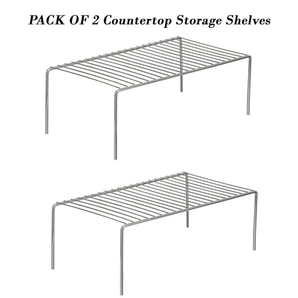 Homynest Pack Of 2 Stainless Steel Under Cabinet Kitchen Dish Rack Expandable Storage Floating Shelves For Kitchen Multipurpose Organizer Extend Up To 580 Mm With Anti-Rust Nano Coating White Shelves