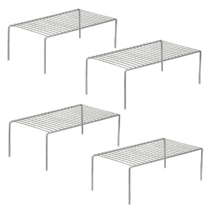 Homynest Pack Of 4 Stainless Steel Under Cabinet Kitchen Dish Rack Expandable Anti-Rust Nano Coating White Storage Floating Shelves For Kitchen Multipurpose Organizer Extend Up To 580 Mm With