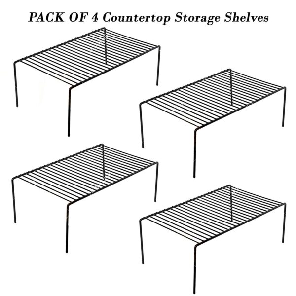 Homynest Pack Of 4 Stainless Steel Under Cabinet Kitchen Dish Rack Expandable Storage Floating Shelves For Kitchen Multipurpose Organizer Extend Up To 580 Mm With Anti-Rust Nano Coating White Shelves