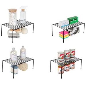 Homynest Pack Of 4 Stainless Steel Under Cabinet Kitchen Dish Rack Expandable Anti-Rust Nano Coating White Storage Floating Shelves For Kitchen Multipurpose Organizer Extend Up To 580 Mm With