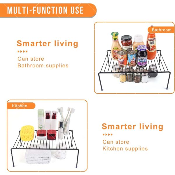 Homynest Pack Of 2 Stainless Steel Under Cabinet Kitchen Dish Rack Expandable Storage Floating Shelves For Kitchen Multipurpose Organizer Extend Up To 580 Mm With Anti-Rust Nano Coating White Shelves