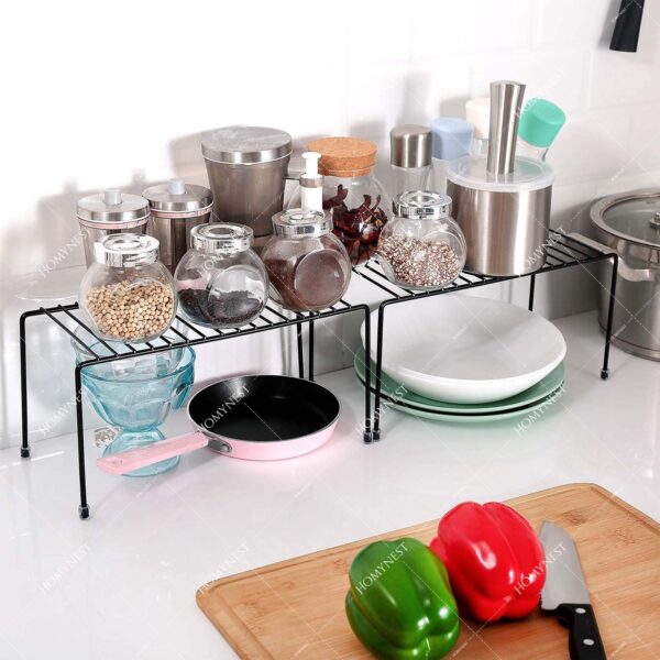 Homynest Pack Of 3 Stainless Steel Under Cabinet Kitchen Dish Rack Expandable Storage Floating Shelves For Kitchen Multipurpose Organizer Extend Up To 580 Mm With Anti-Rust Nano Coating White Shelves