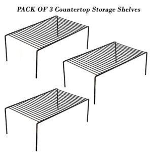 Homynest Pack Of 3 Stainless Steel Under Cabinet Kitchen Dish Rack Expandable Anti-Rust Nano Coating White Storage Floating Shelves For Kitchen Multipurpose Organizer Extend Up To 580 Mm With