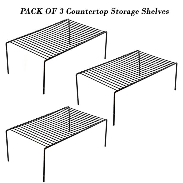 Homynest Pack Of 3 Stainless Steel Under Cabinet Kitchen Dish Rack Expandable Anti-Rust Nano Coating White Storage Floating Shelves For Kitchen Multipurpose Organizer Extend Up To 580 Mm With