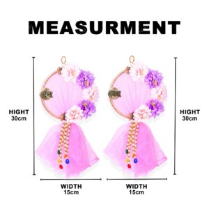 Homynest Handmade Blue Shubh Labh Wall Hanging Set for Door & Temple Set of 1 Premium Floral Desig