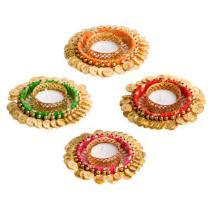 Homynest Diwali Rangoli Decor Pack 4 Handcrafted Chudi Diya Set for Festive Home Temple Electroform