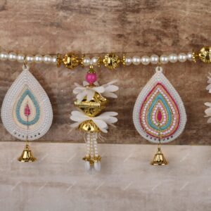 Homynest White Pearl Multicolor Door Hanging Toran Pack of 1– Handmade Plastic Festival Decor Golden